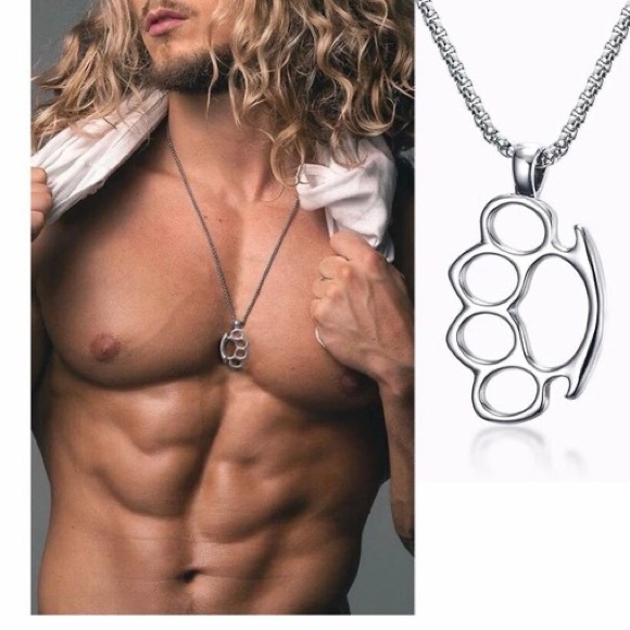 Mens Necklace,Stainless Steel Knuckles Pendant Necklace, Mens Jewelry - Picture 1 of 6